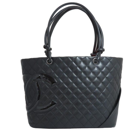 Chanel Tote Black Leather Bag Line Cambon Large - Picture 1 of 6